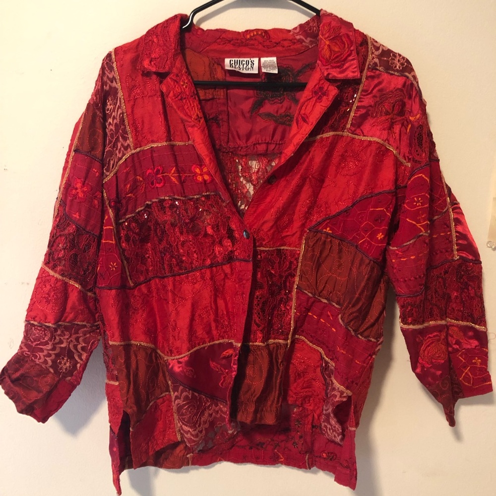 Ornate lace & embroidered button up